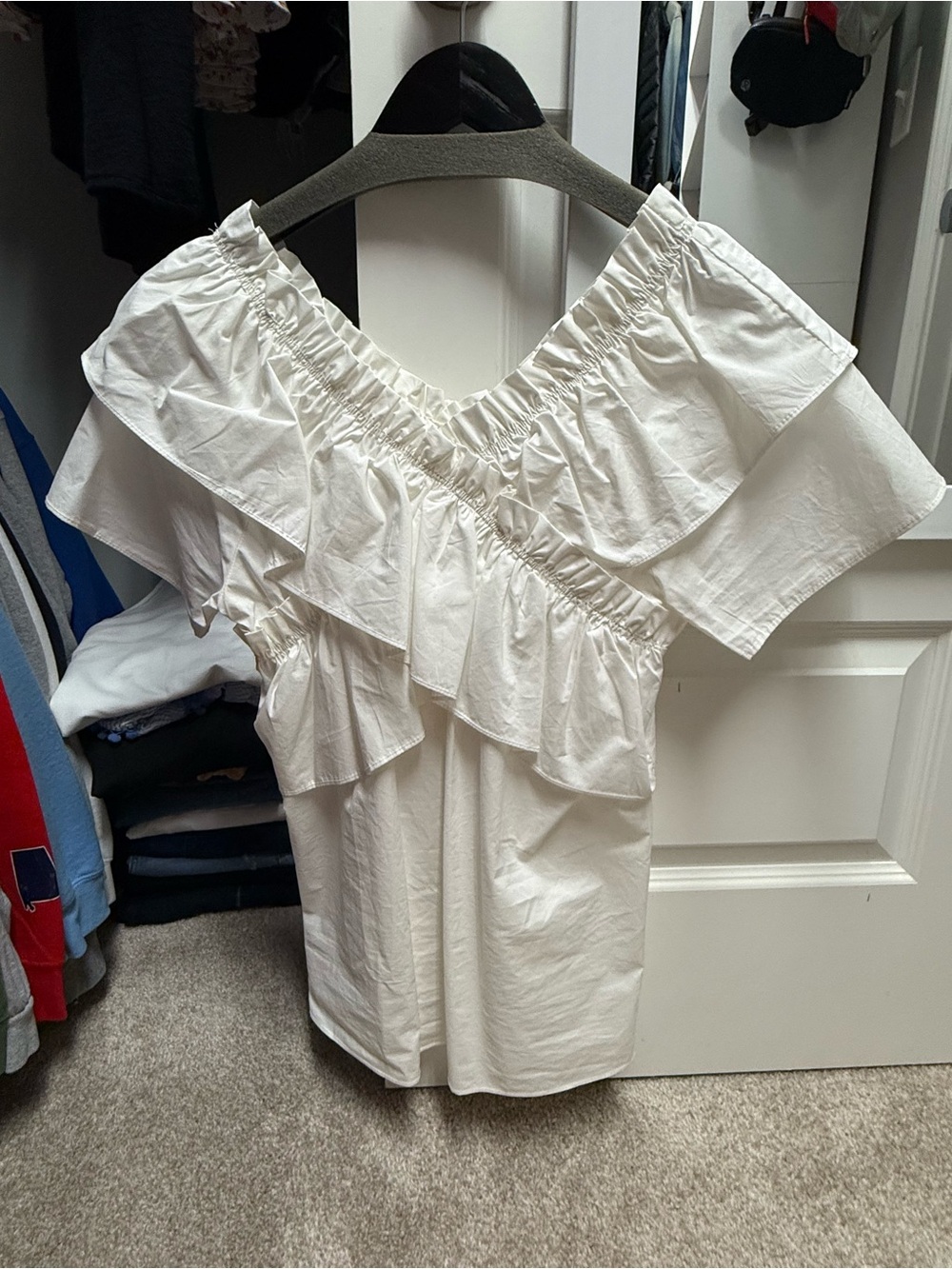 Hayden White Ruffle Off-Shoulder Blouse